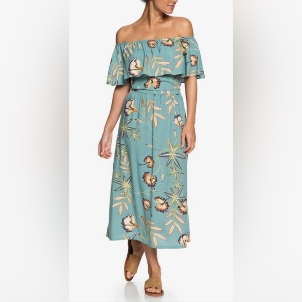 Roxy Women's off shoulder technicolor trellis bird flower Dress size 6